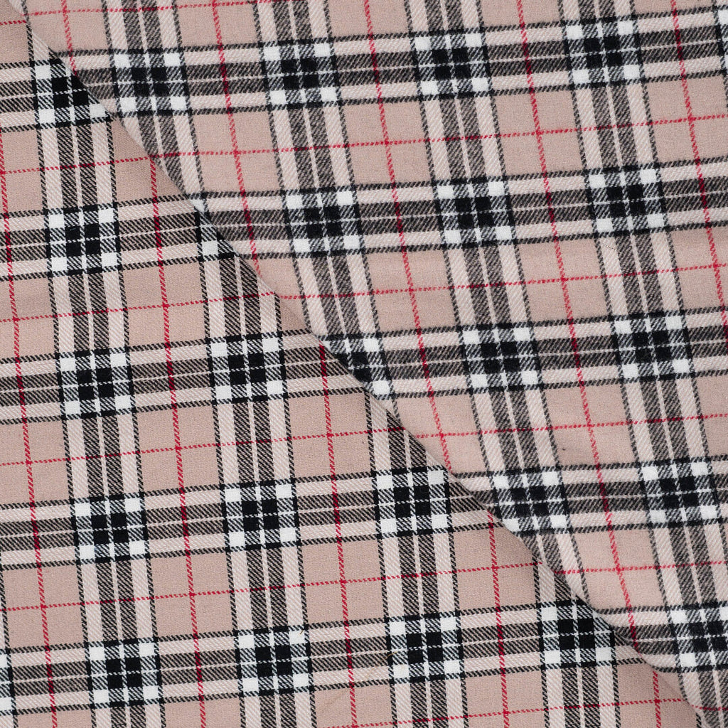Baumwoll-Flanell check light - sand