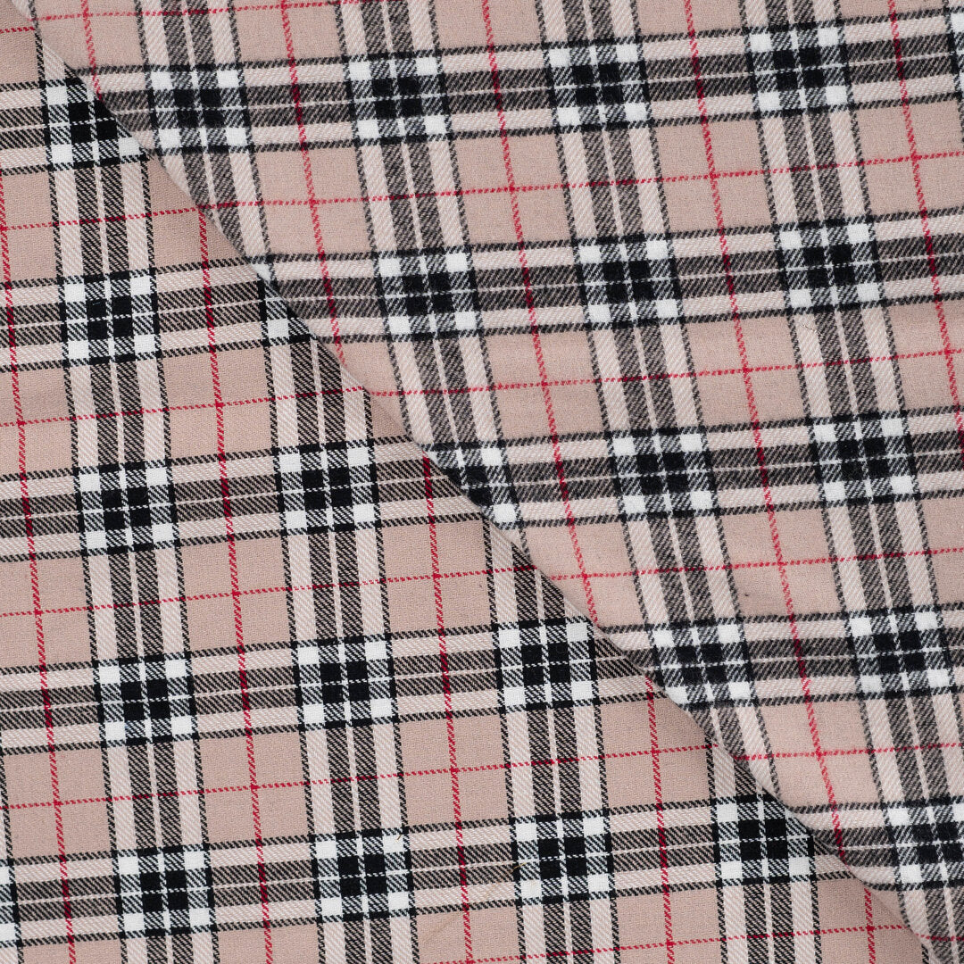 Baumwoll-Flanell check light - sand