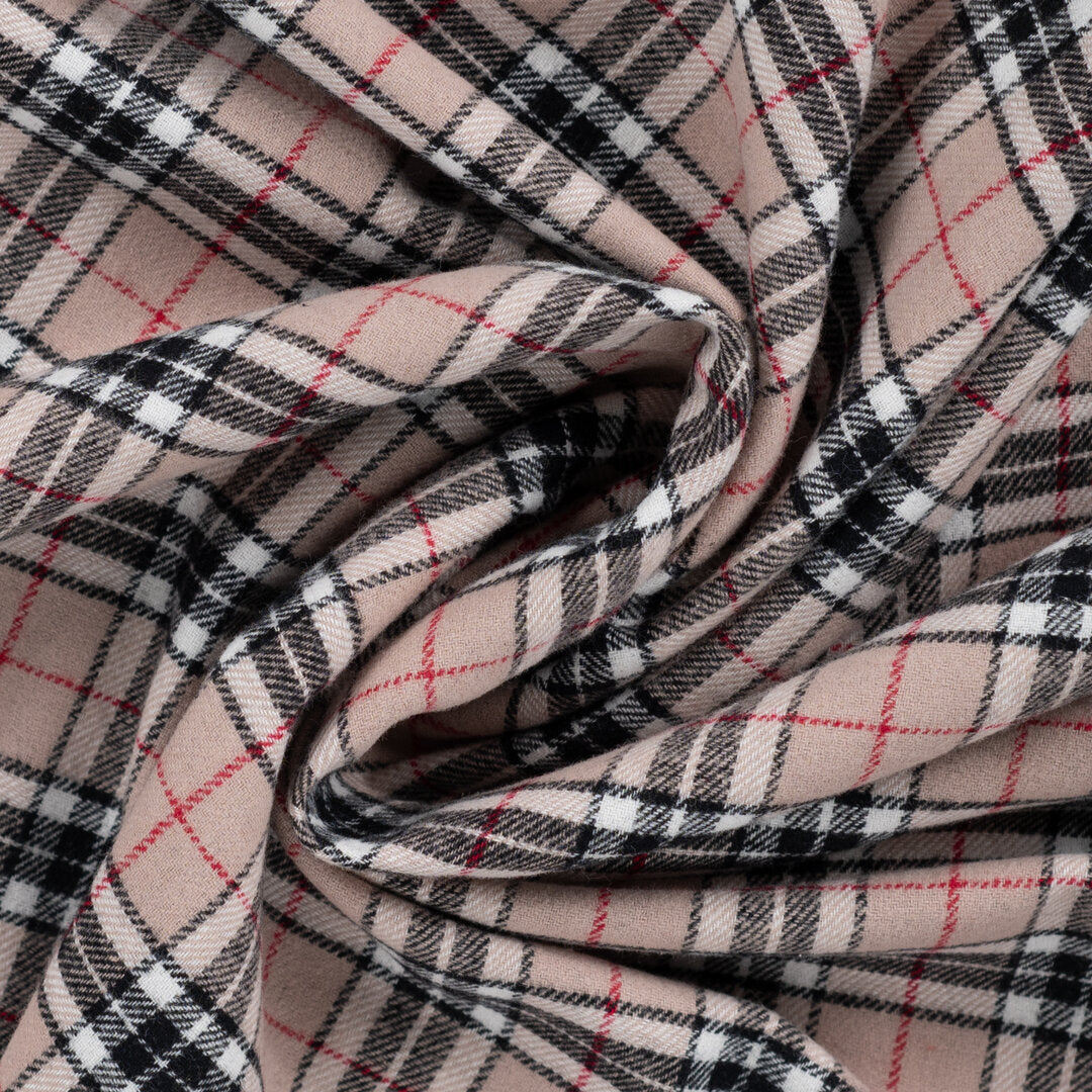 Baumwoll-Flanell check light - sand