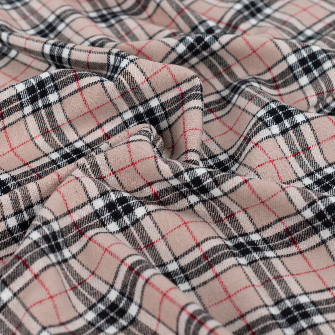 Baumwoll-Flanell check light - sand