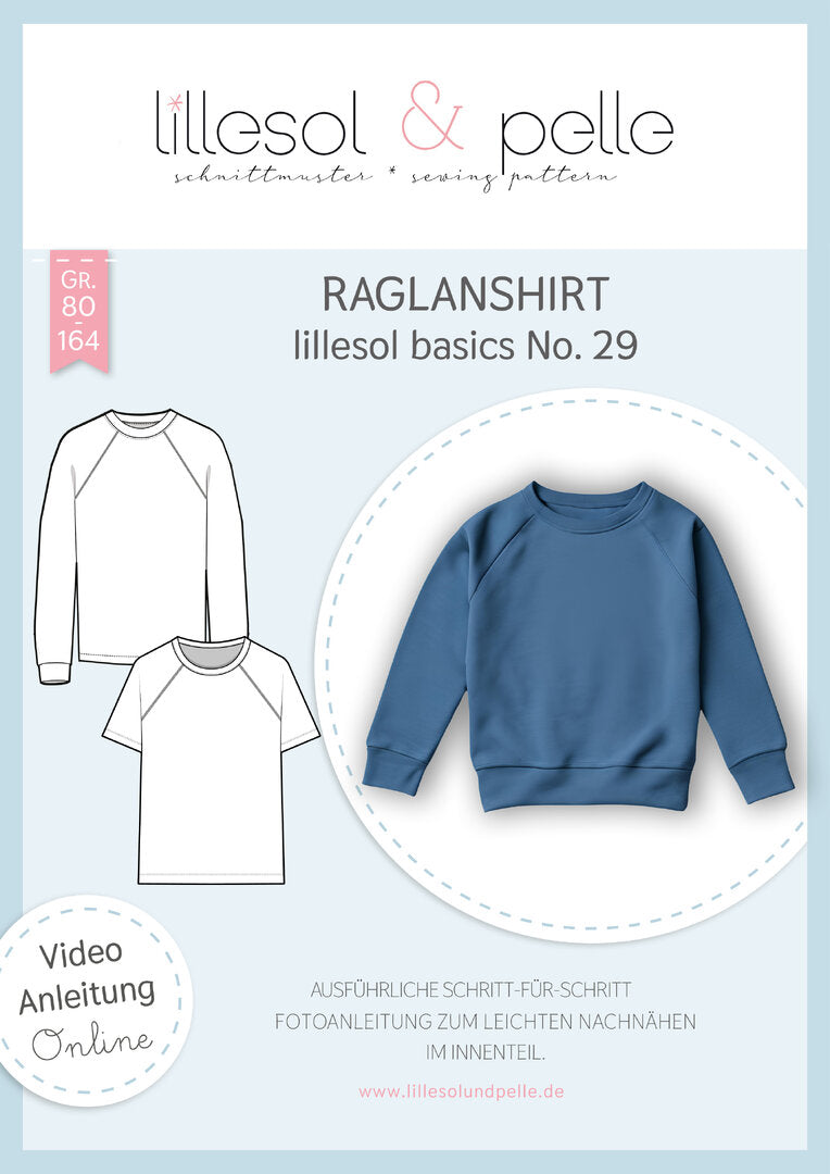Papierschnittmuster lillesol basics No.29 Raglan-Shirt * mit Video-Nähanleitung * ✂✂✂