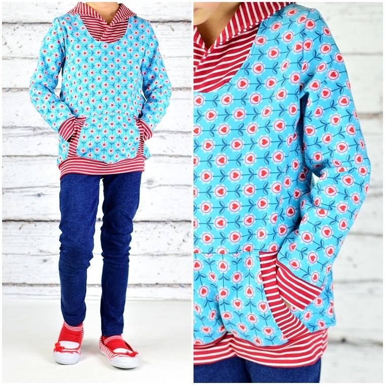 Ebook / Schnittmuster lillesol basics No.40 Pulli mit Cardigan-Kragen