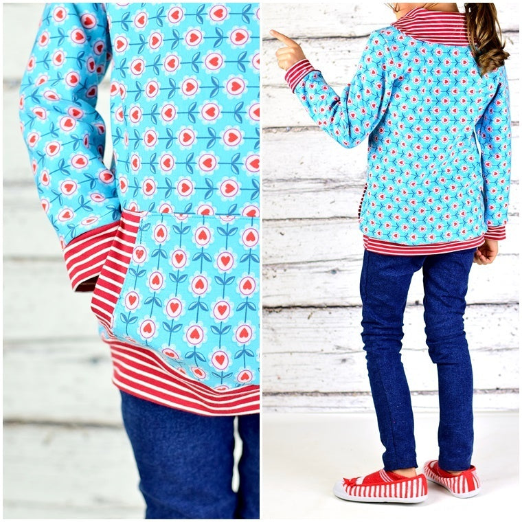 Ebook / Schnittmuster lillesol basics No.40 Pulli mit Cardigan-Kragen