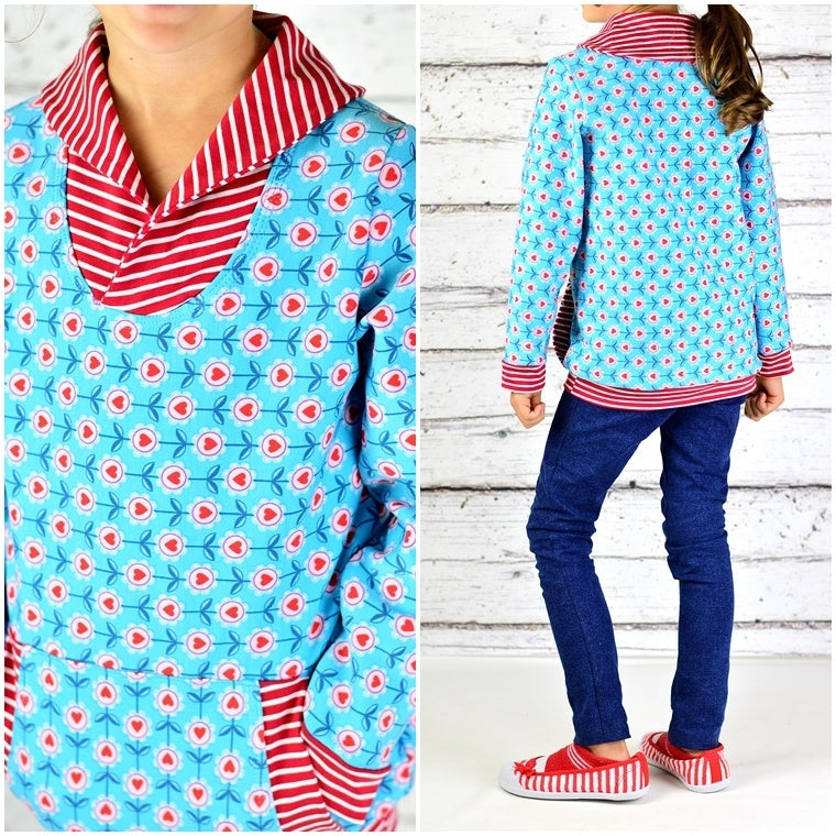 Ebook / Schnittmuster lillesol basics No.40 Pulli mit Cardigan-Kragen