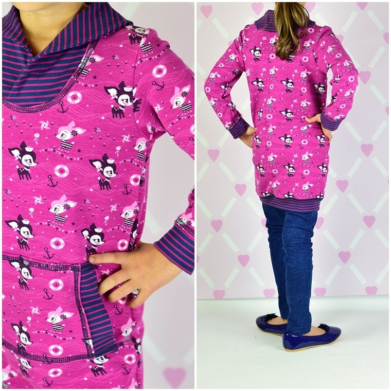 Ebook / Schnittmuster lillesol basics No.40 Pulli mit Cardigan-Kragen