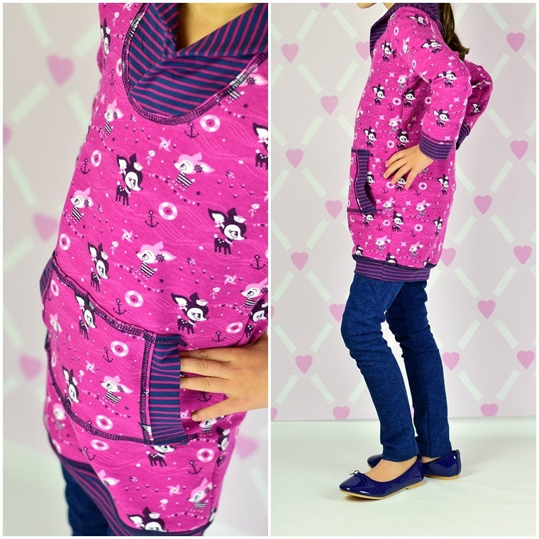 Ebook / Schnittmuster lillesol basics No.40 Pulli mit Cardigan-Kragen