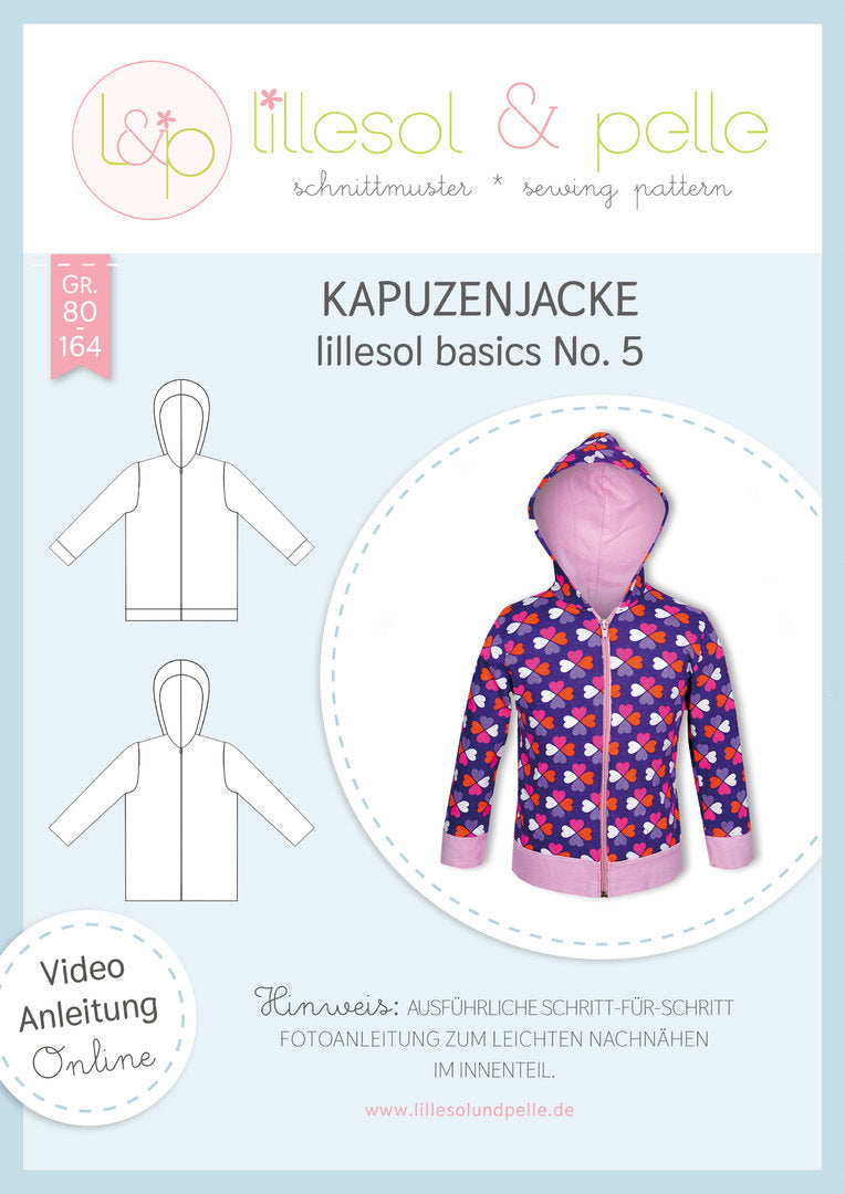 Papierschnittmuster lillesol basics No.5 Kapuzenjacke * mit Video-Nähanleitung * ✂✂✂