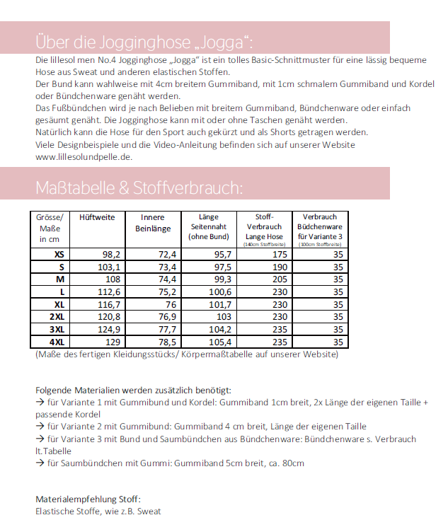 Ebook / Schnittmuster lillesol men No4 Jogginghose "Jogga" mit Video-Nähanleitung