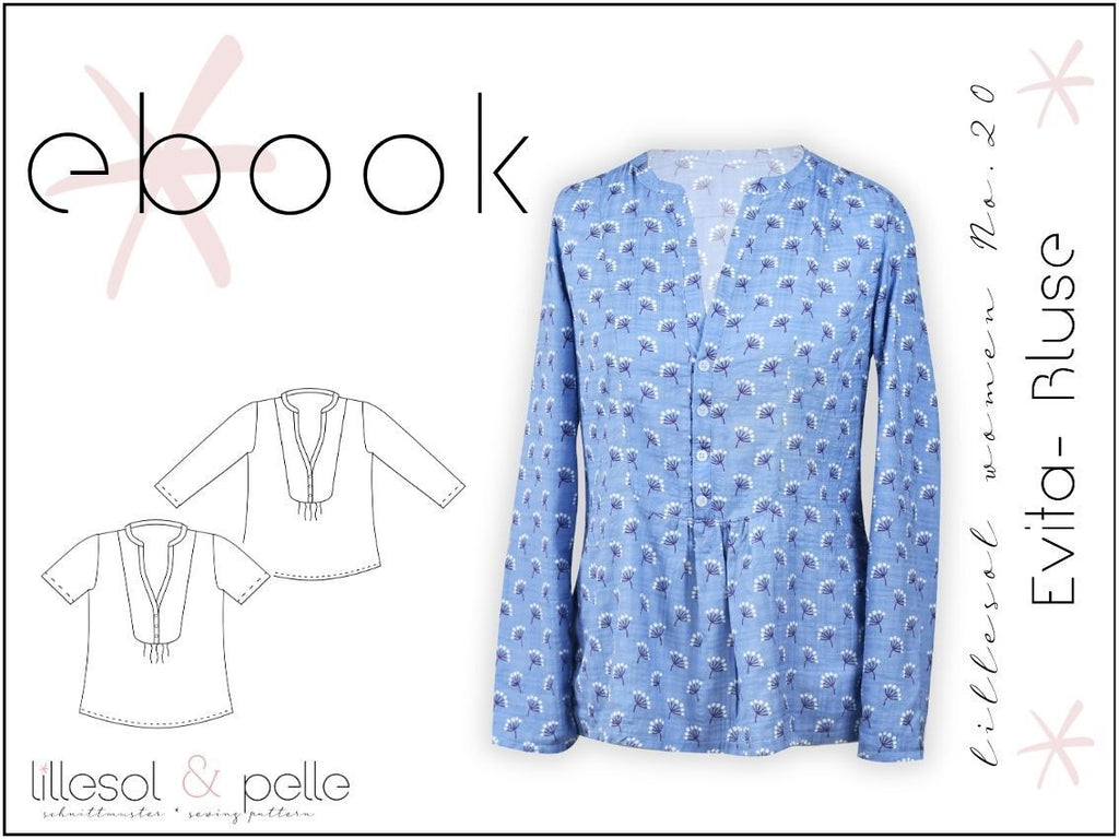 Ebook / Schnittmuster lillesol women No.20 Evita-Bluse *mit Video-Nähanleitung*