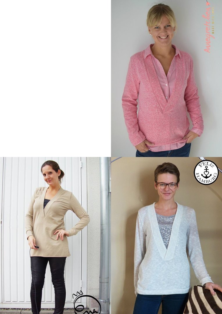 Papierschnittmuster lillesol women No.24 Shirt mit V-Ausschnitt * mit Video-Nähanleitung * ✂✂✂