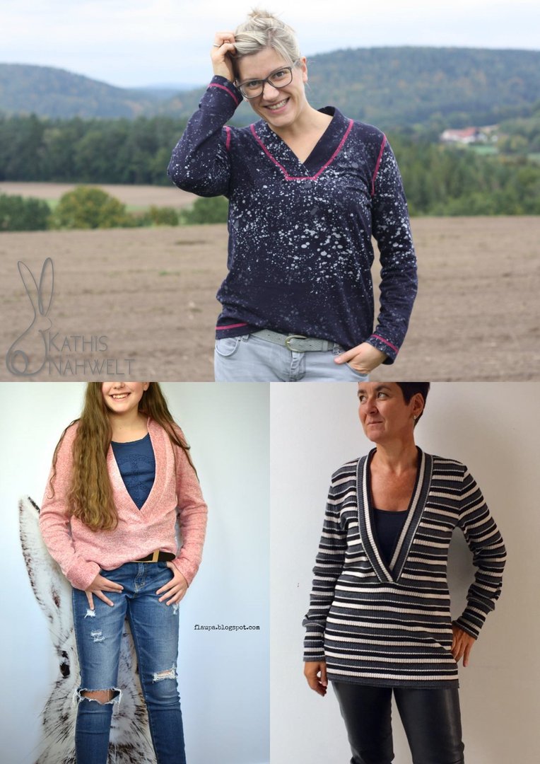 Designbeispiel: lillesol women No.24 Shirt mit V-Ausschnitt