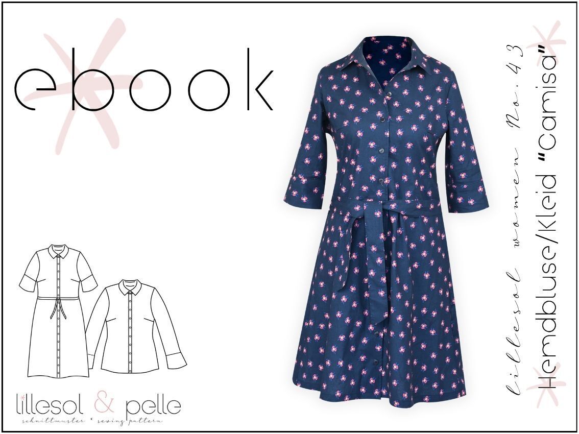 Ebook / Schnittmuster lillesol women No.43 Hemdbluse&Kleid Camisa *mit Video Nähanleitung*