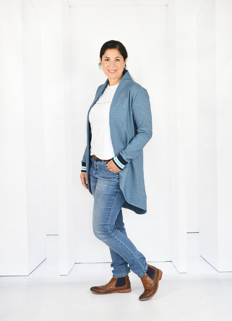 Papierschnittmuster lillesol women No.46 LongCardigan mit Schalkragen *mit Video-Nähanleitung* ✂✂✂