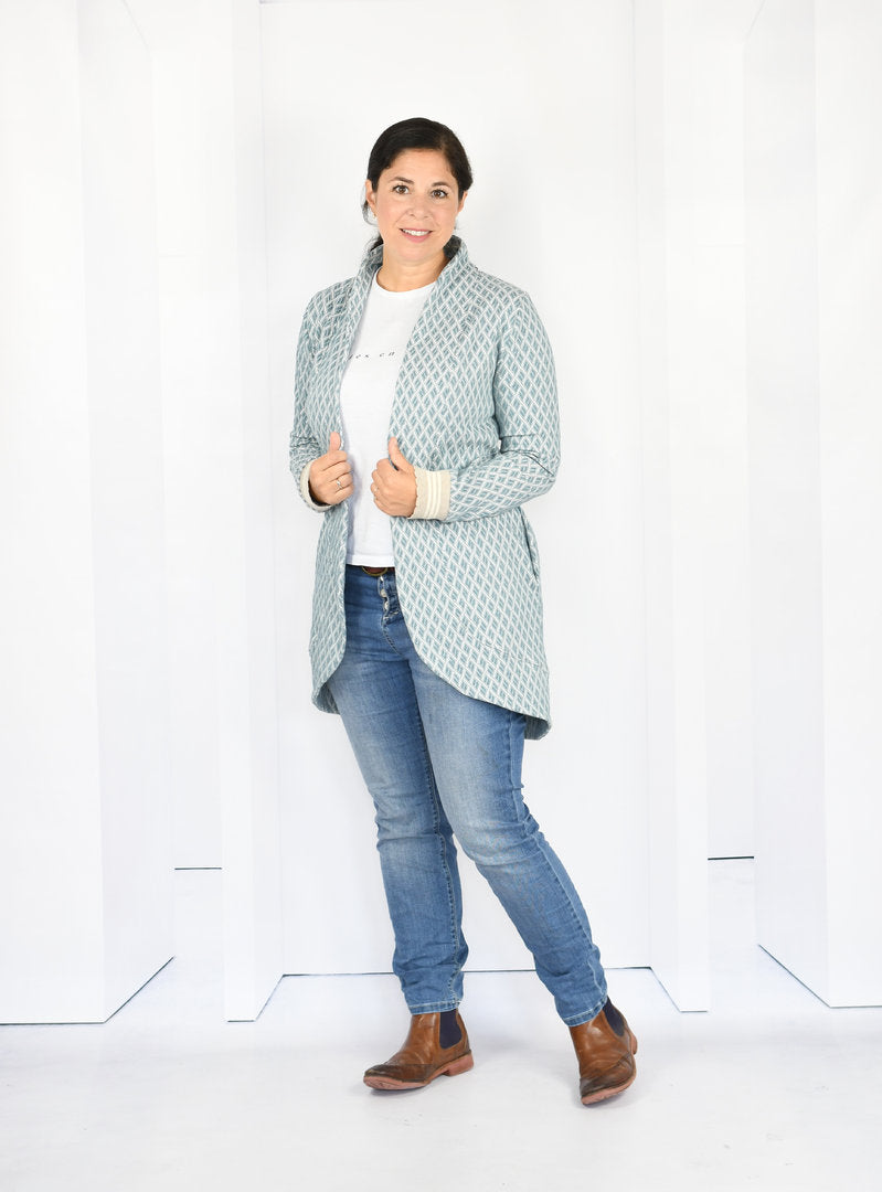 Papierschnittmuster lillesol women No.46 LongCardigan mit Schalkragen *mit Video-Nähanleitung* ✂✂✂