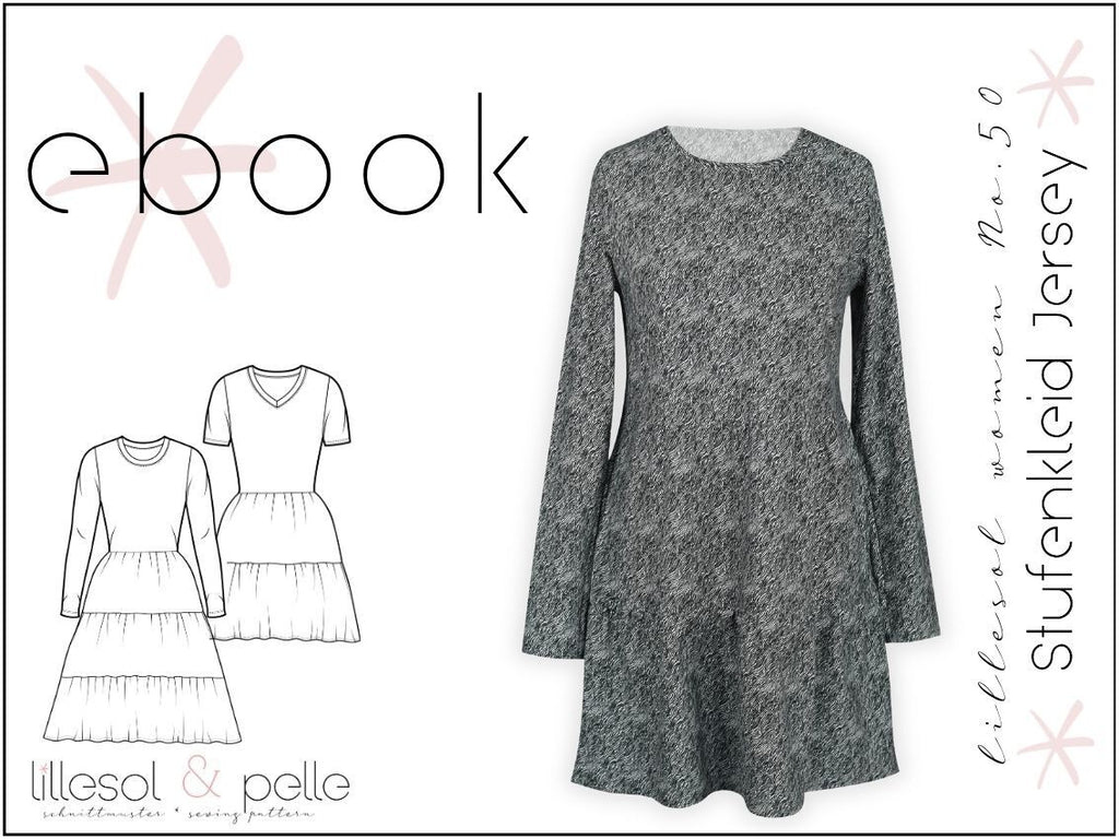 Ebook / Schnittmuster lillesol women No.50 Stufenkleid (Jersey) *mit Video Nähanleitung*