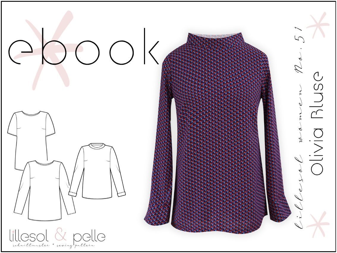 Ebook / Schnittmuster lillesol women No.51 Olivia-Bluse *mit Video Nähanleitung*