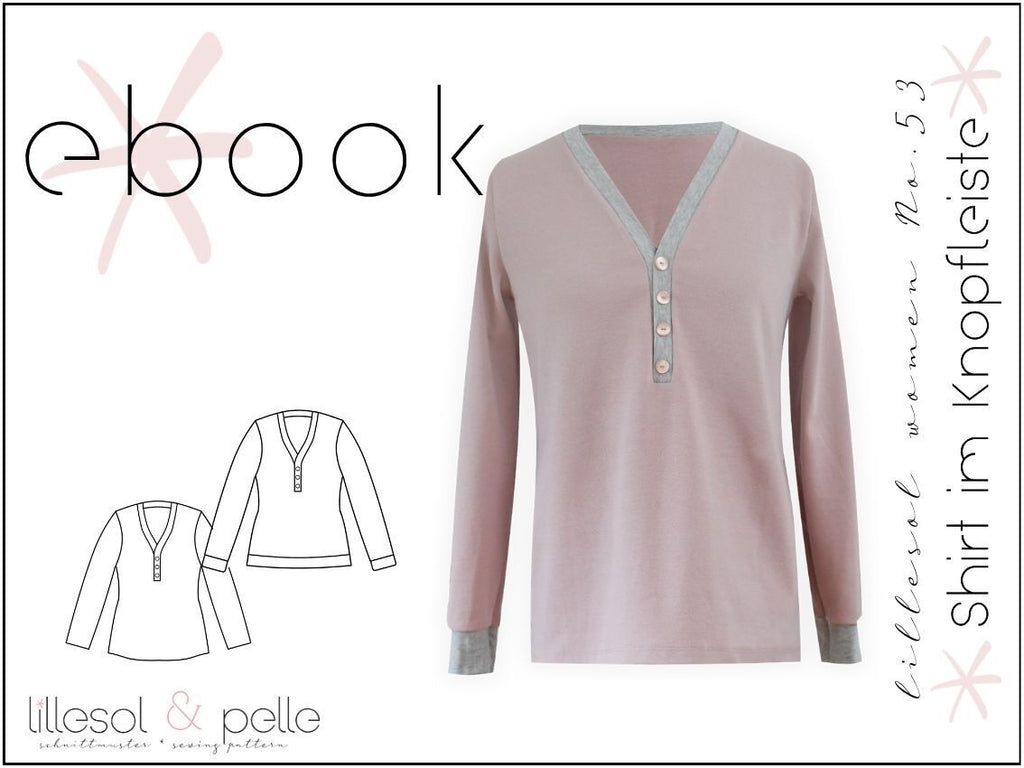 Ebook / Schnittmuster lillesol women No.53 Shirt mit Knopfleiste *mit Video Nähanleitung*
