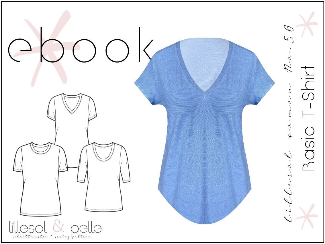 Ebook / Schnittmuster lillesol women No.56 Basic T-Shirt *mit Video Nähanleitung*