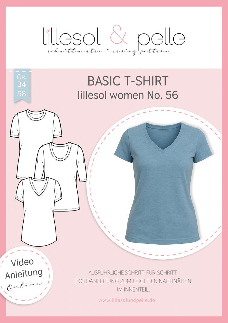 Papierschnittmuster lillesol women No.56 Basic T-Shirt *mit Video-Nähanleitung* ✂✂✂