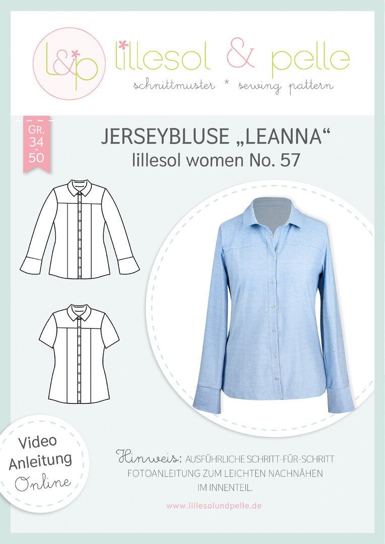 Ebook / Schnittmuster lillesol women No.57 Jerseybluse Leanna *mit Video Nähanleitung*
