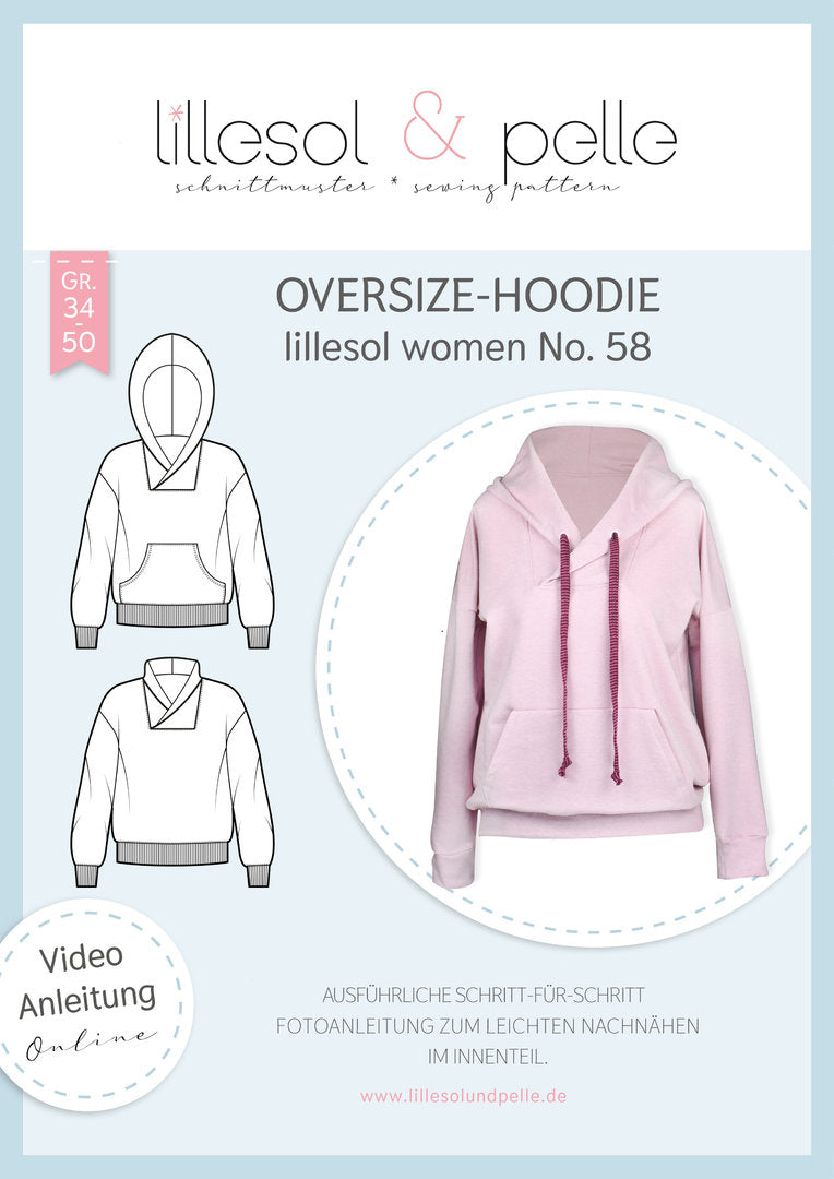 Papierschnittmuster lillesol women No.58 Oversize-Hoodie *mit Video-Nähanleitung* ✂✂✂