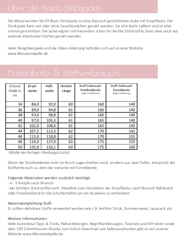 Maßtabelle