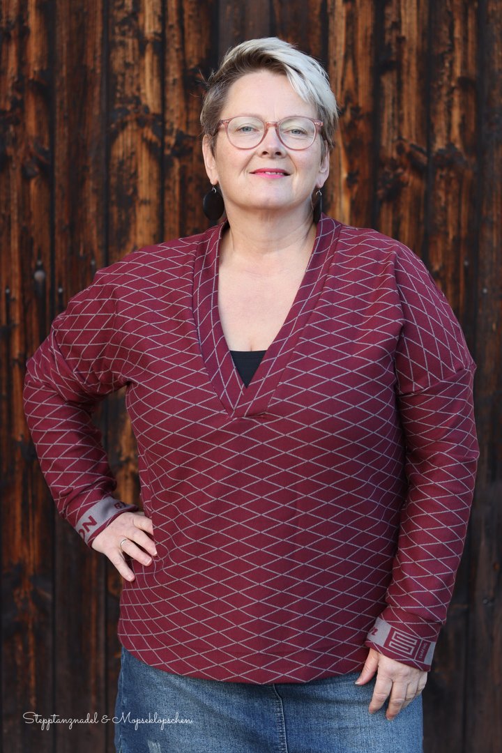 Ebook / Schnittmuster lillesol women No.76 Pullover mit Kragen "Vinta" *mit Video Nähanleitung*