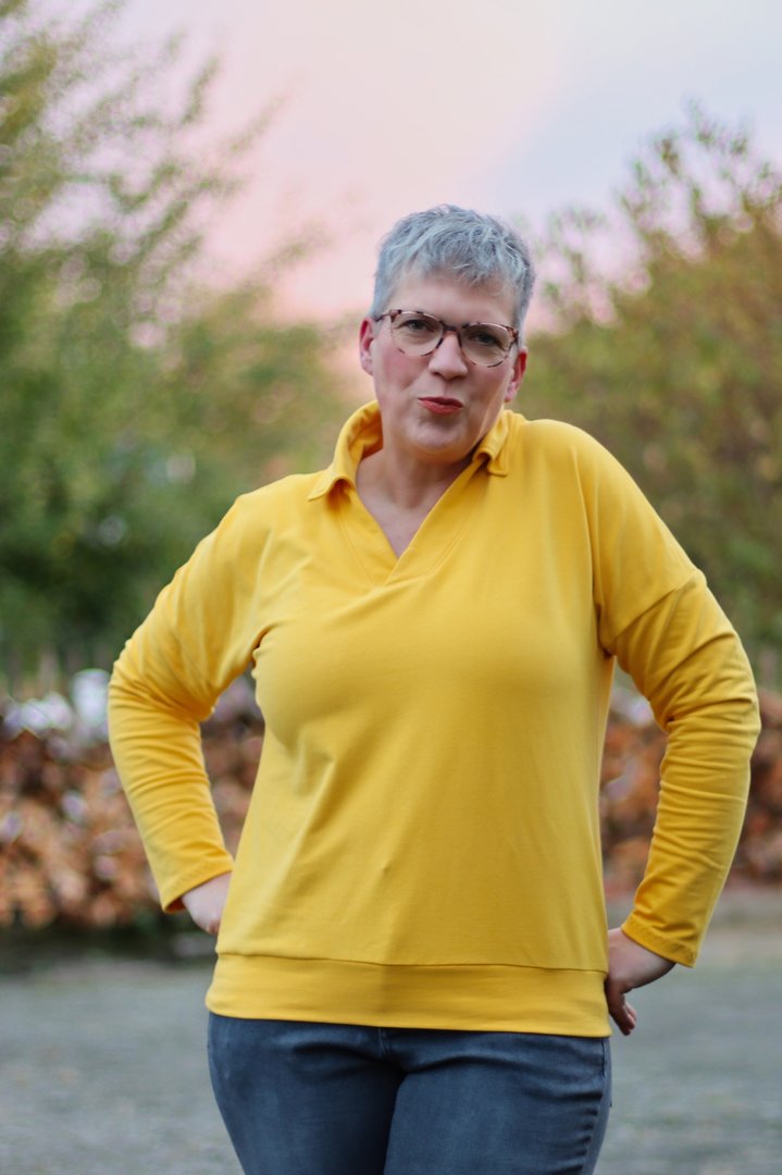 Designbeispiel: lillesol women No.76 Pullover mit Kragen "Vinta"