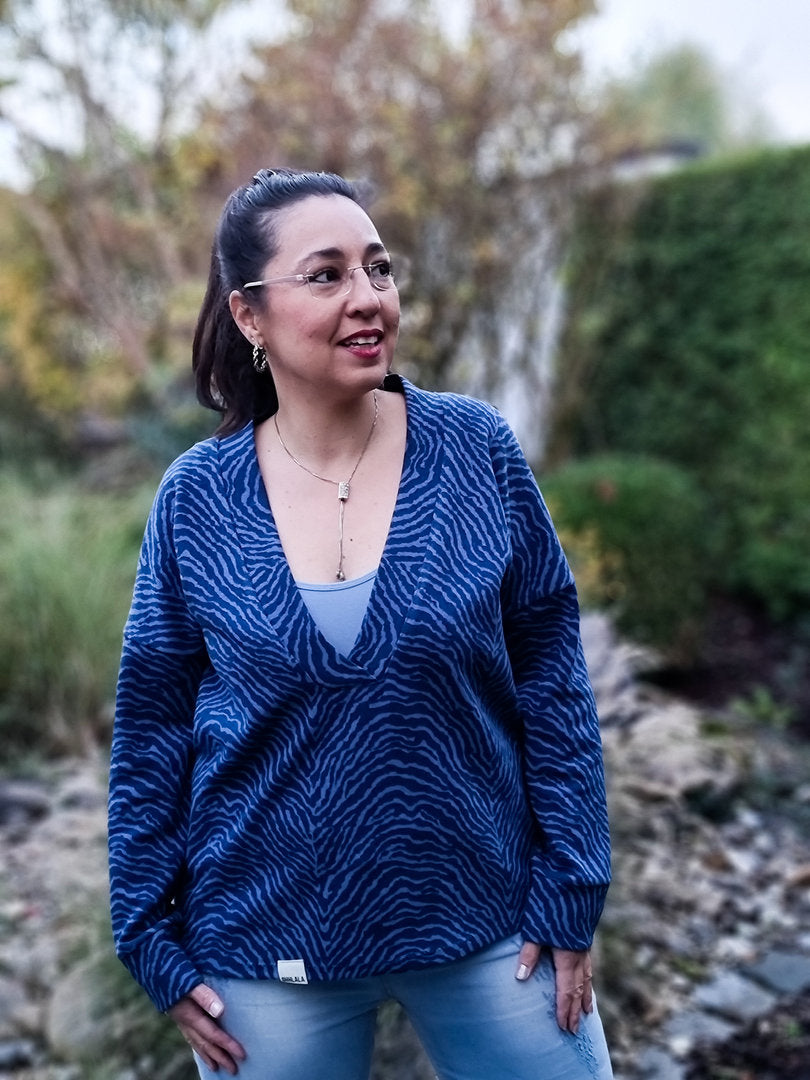 Designbeispiel: lillesol women No.76 Pullover mit Kragen "Vinta"