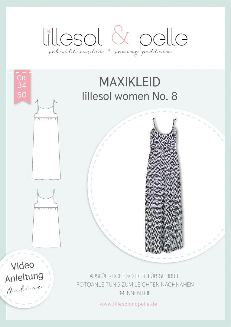 Ebook / Schnittmuster lillesol women No.8 Maxikleid *mit Video-Nähanleitung*