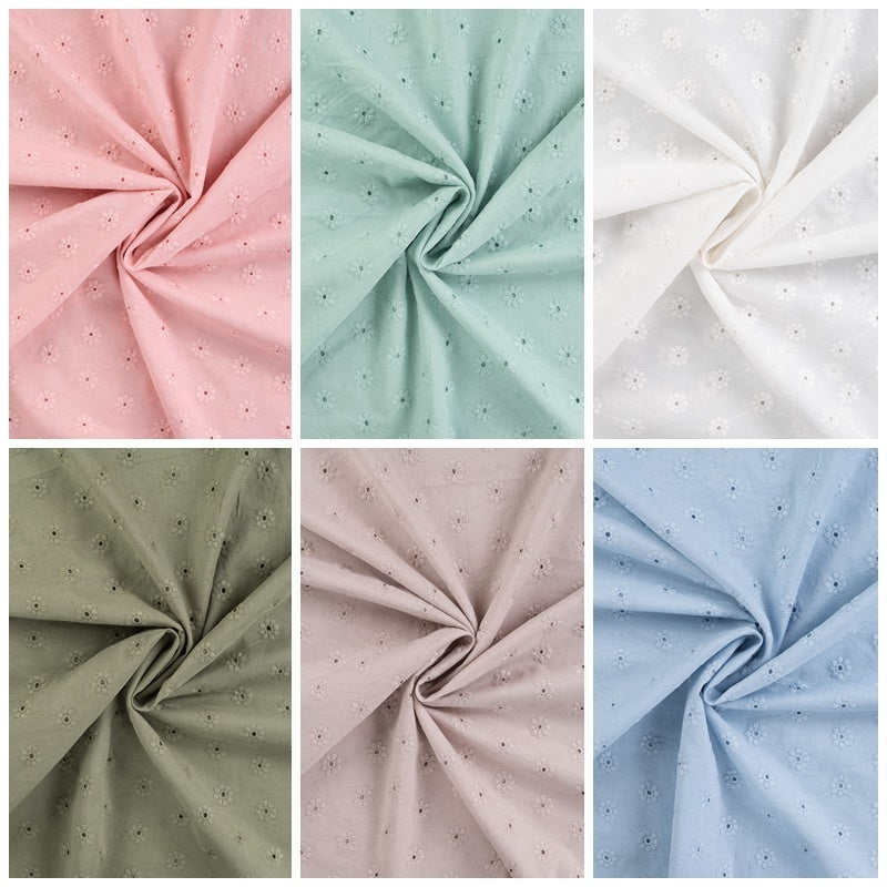 Baumwoll-Voile mit Stickerei Blüten - dusty salmon