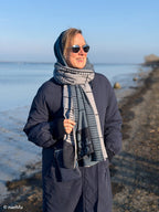 Long Story Jacquard-Jersey Swafing - **Panel ca. 250 cm**, Maßbänder, grau/altrosa/jeansblau