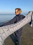 Long Story Jacquard-Jersey Swafing - **Panel ca. 250 cm**, Maßbänder, grau/altrosa/jeansblau