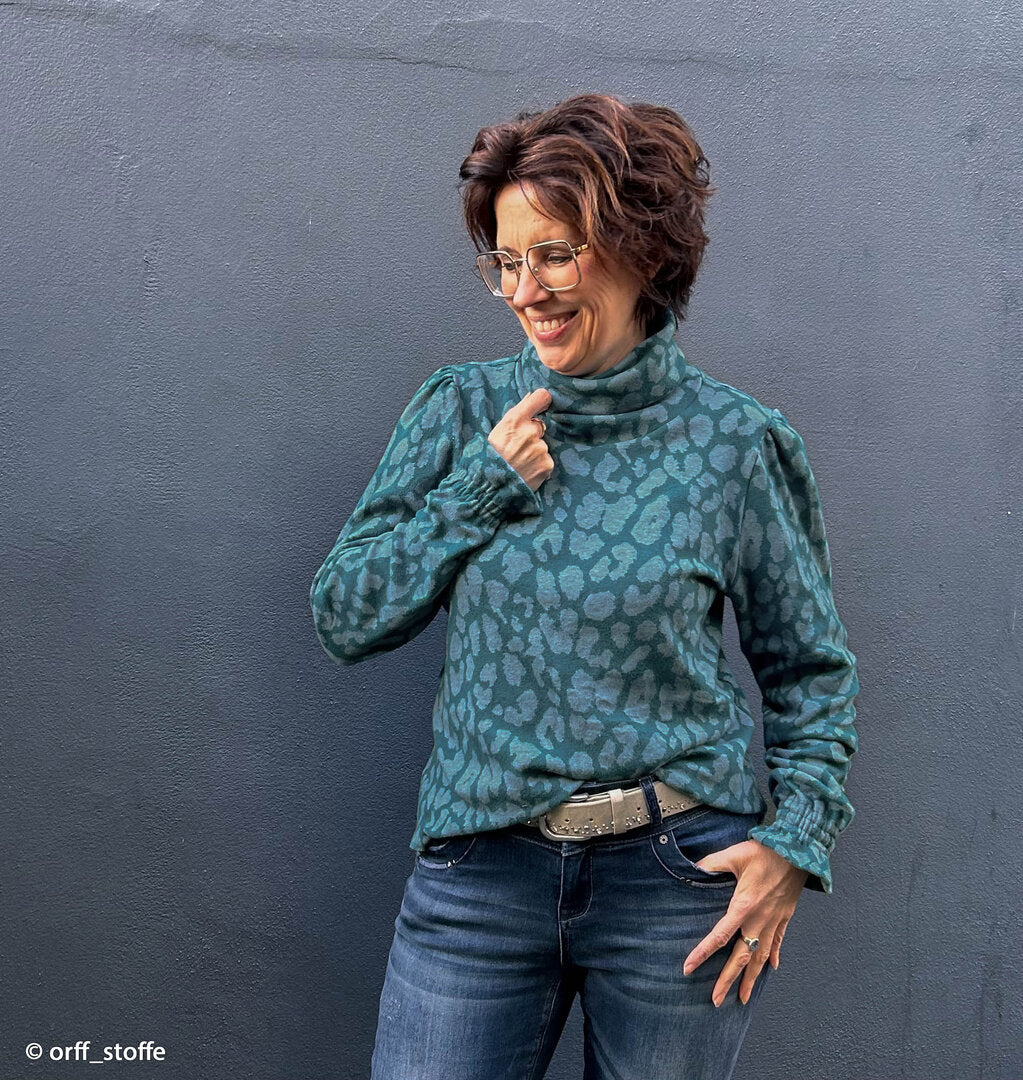 Jacquard Jersey "Emily" Swafing - Tupfen naturweiß/schwarz