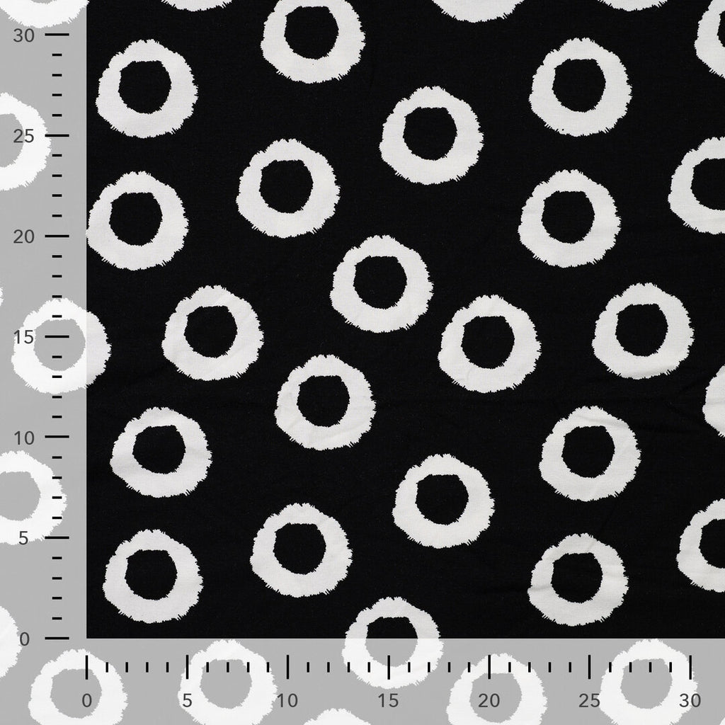 Viskosejersey schwarz/weiß - circles