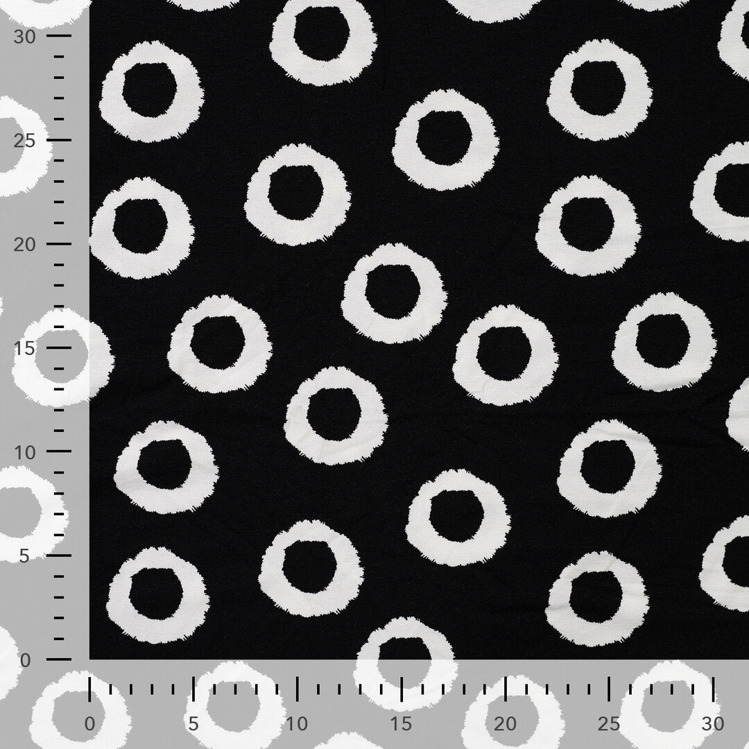 Viskosejersey schwarz/weiß - circles