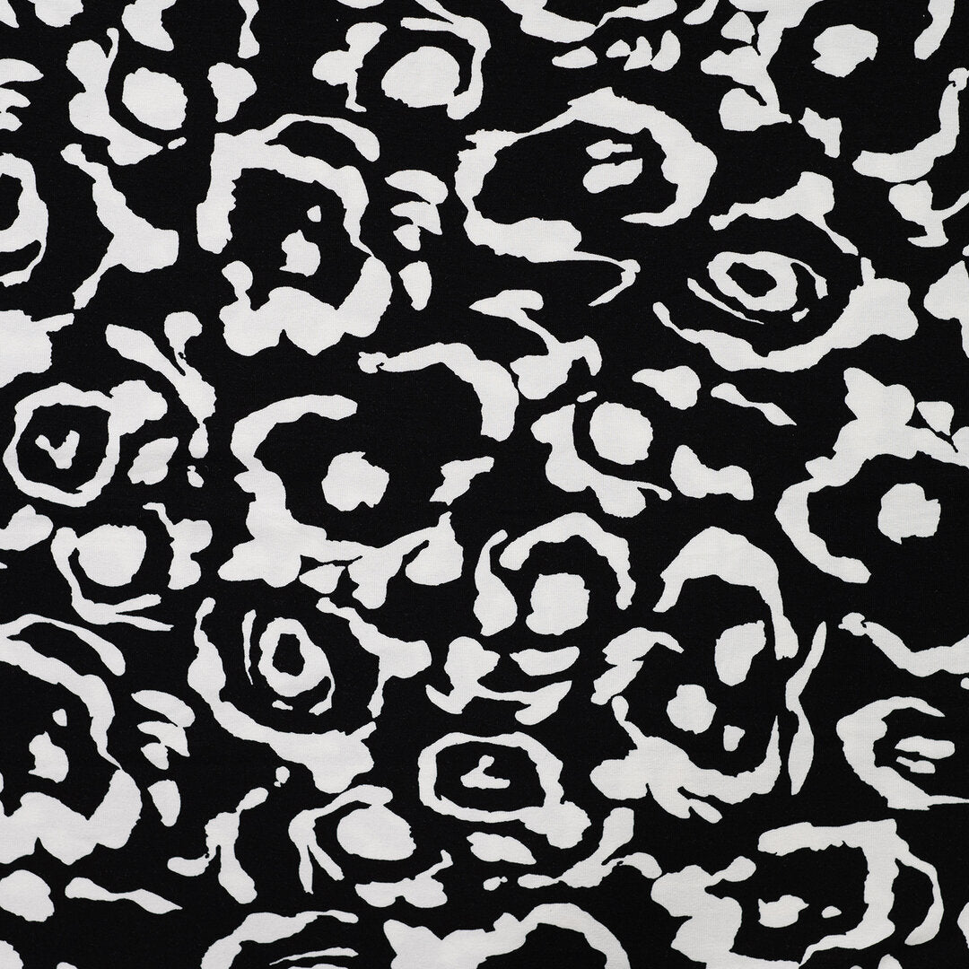Viskosejersey schwarz/weiß - abstract flowers
