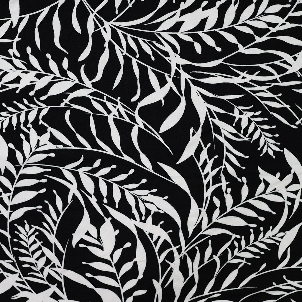 Viskosejersey schwarz/weiß - Leaves