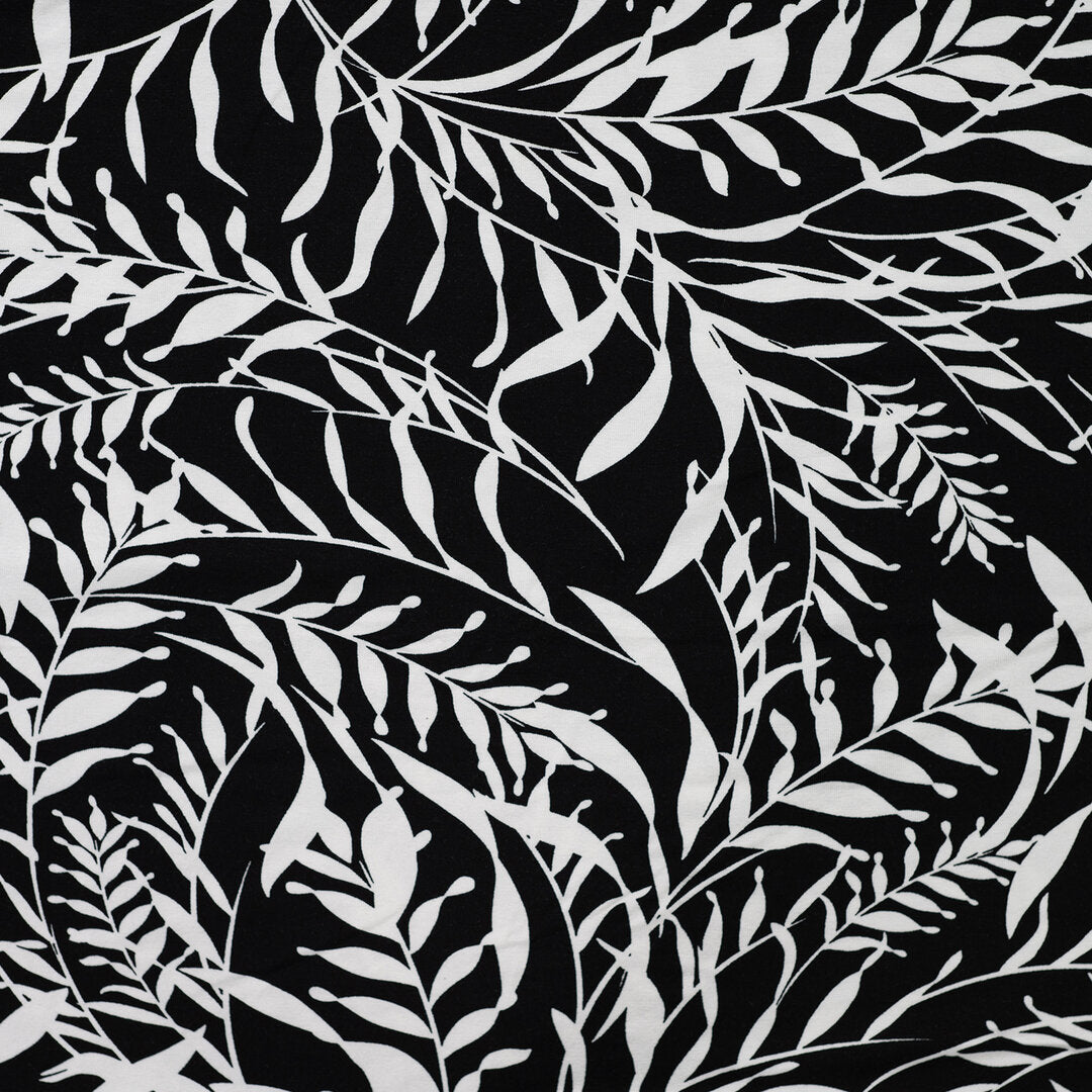 Viskosejersey schwarz/weiß - Leaves