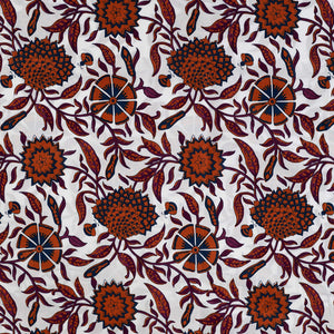 Baumwoll Voile "Flowers" - weiß/braun - Reststück 1,8M