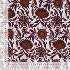Baumwoll Voile "Flowers" - weiß/braun - Reststück 1,8M