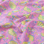 Baumwoll Voile "Flowers" - helllrosa/gelb