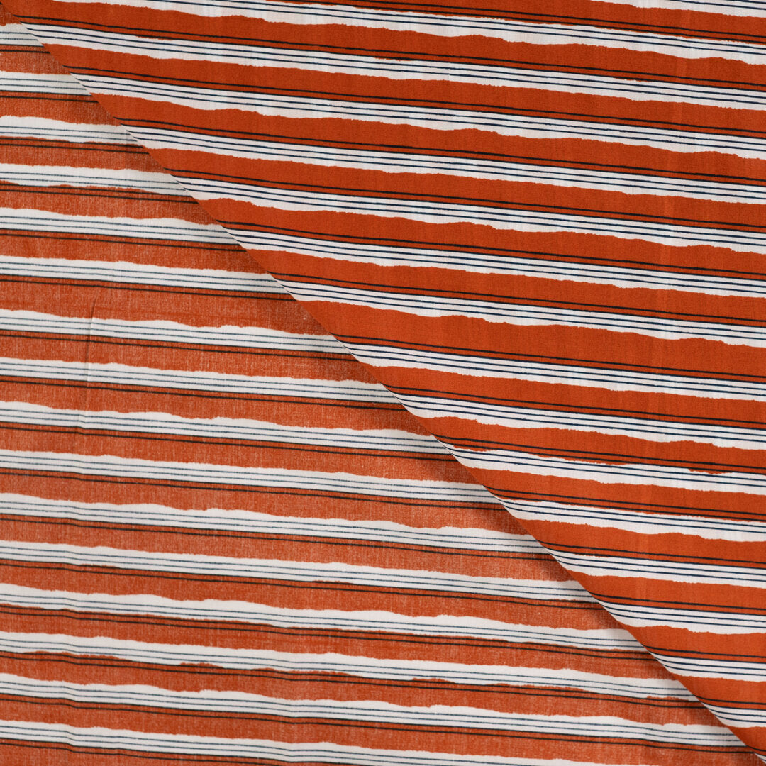 Baumwoll Voile "stripes" - cognac