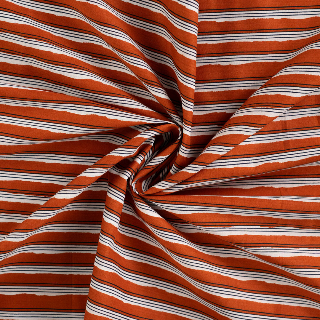 Baumwoll Voile "stripes" - cognac