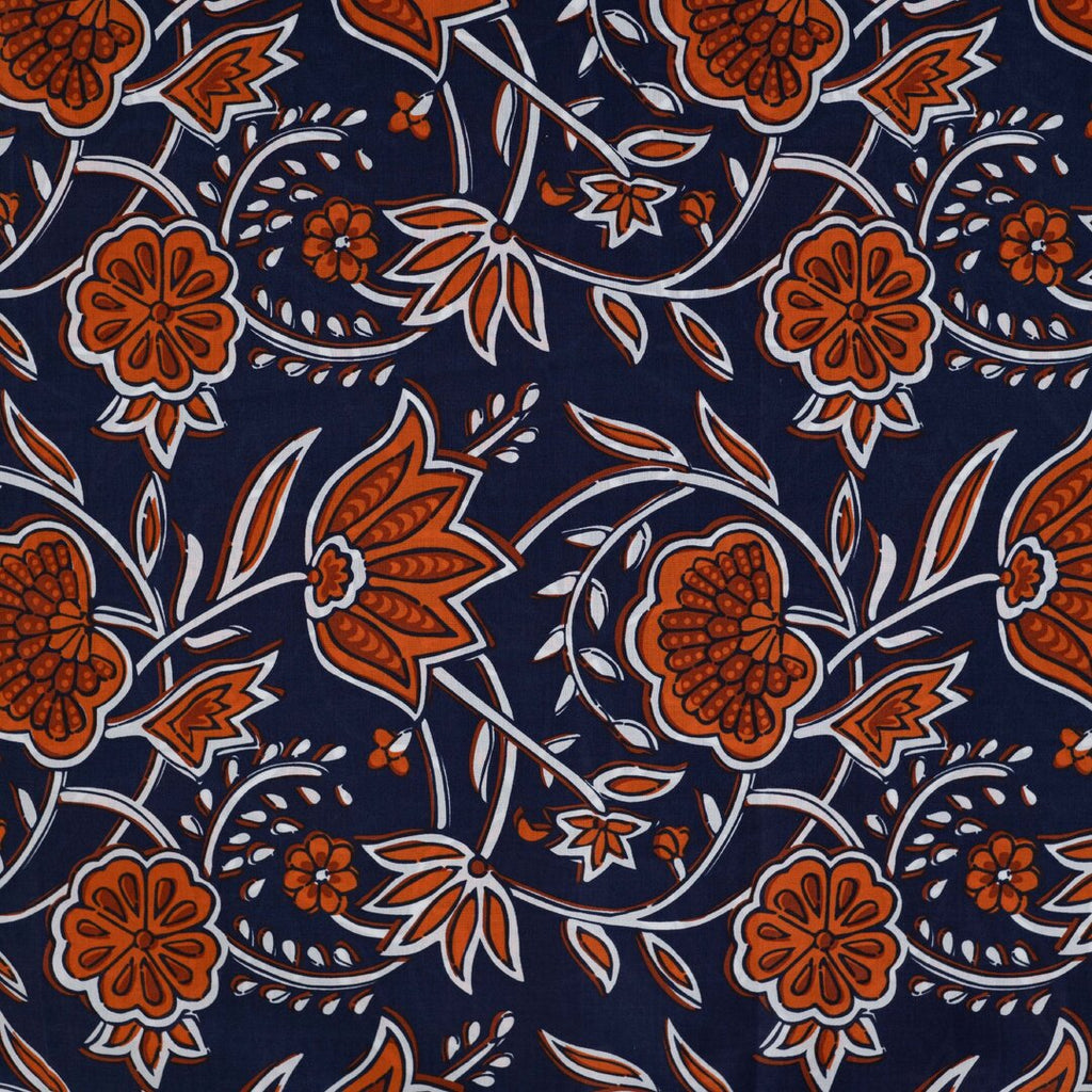 Baumwoll Voile "Flowers" - blau