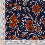 Baumwoll Voile "Flowers" - blau