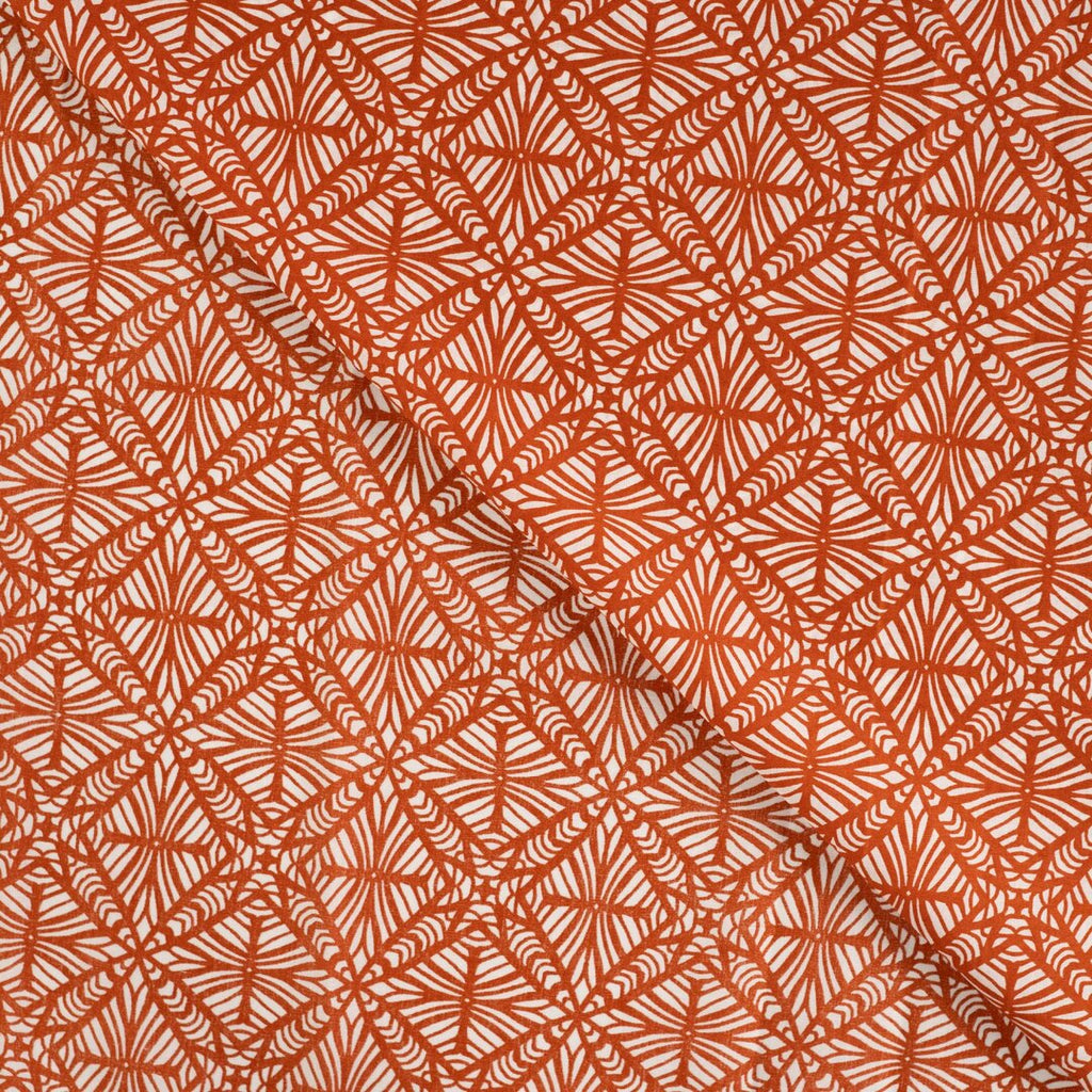 Baumwoll Voile "abstrakt" - cognac - Reststück 1,7m