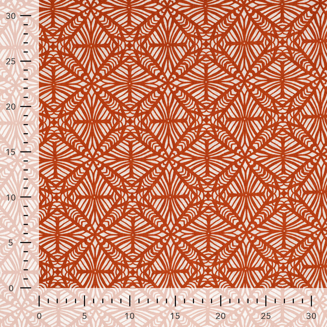 Baumwoll Voile "abstrakt" - cognac - Reststück 1,7m