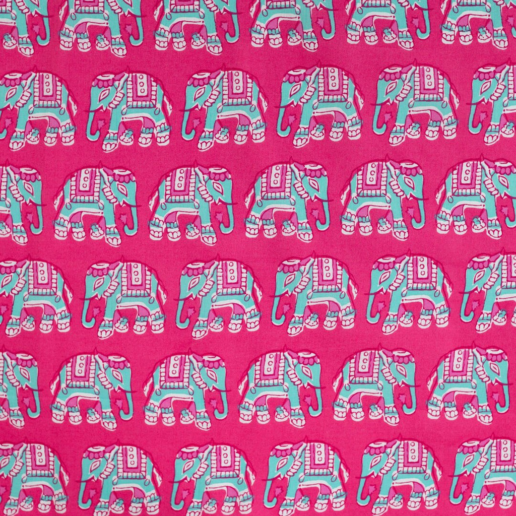 Baumwoll Voile "Elephant" - pink/türkis