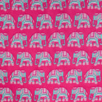 Baumwoll Voile "Elephant" - pink/türkis